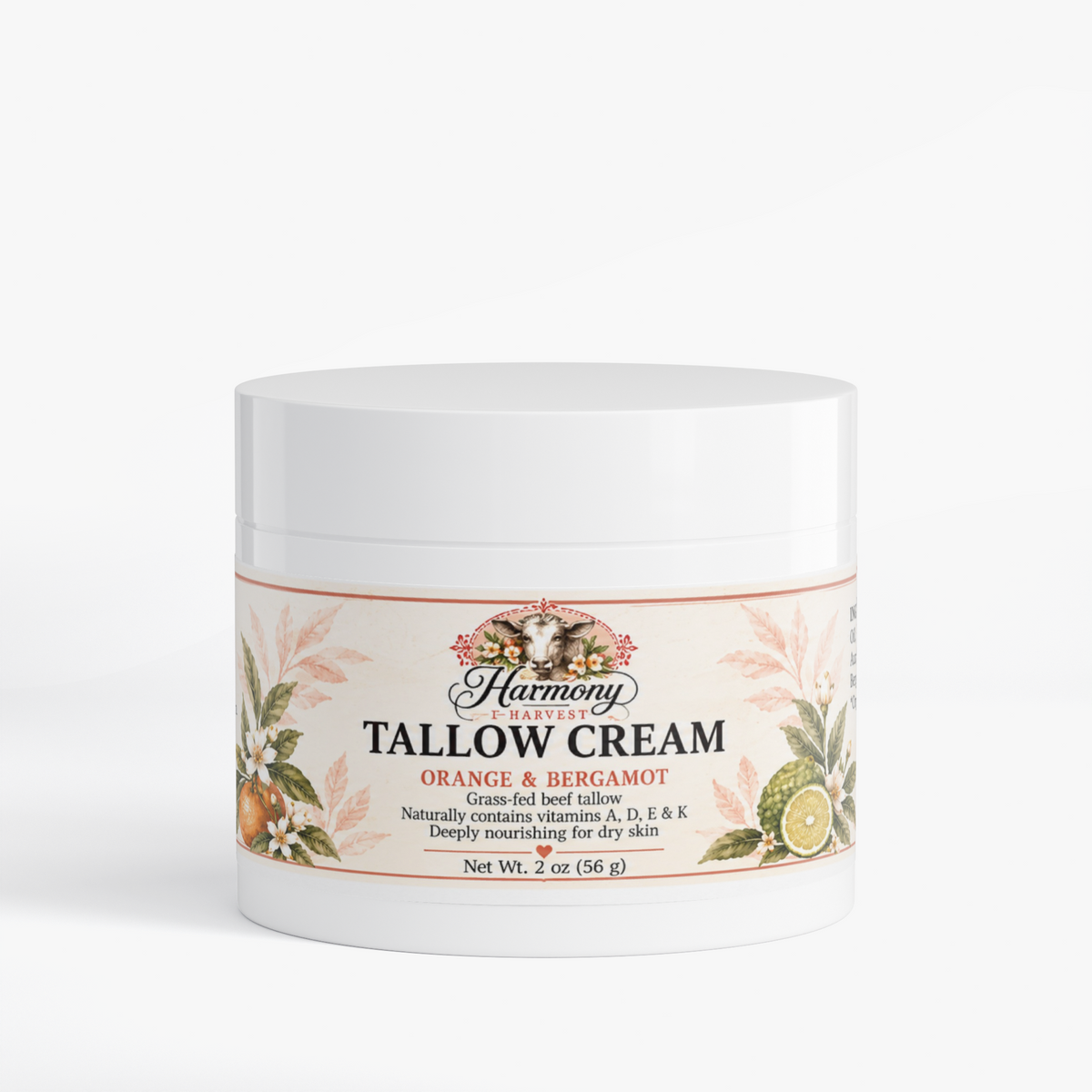 Whipped Tallow Cream: Orange & Bergamot Organic Daily Face & Body Moisturizer