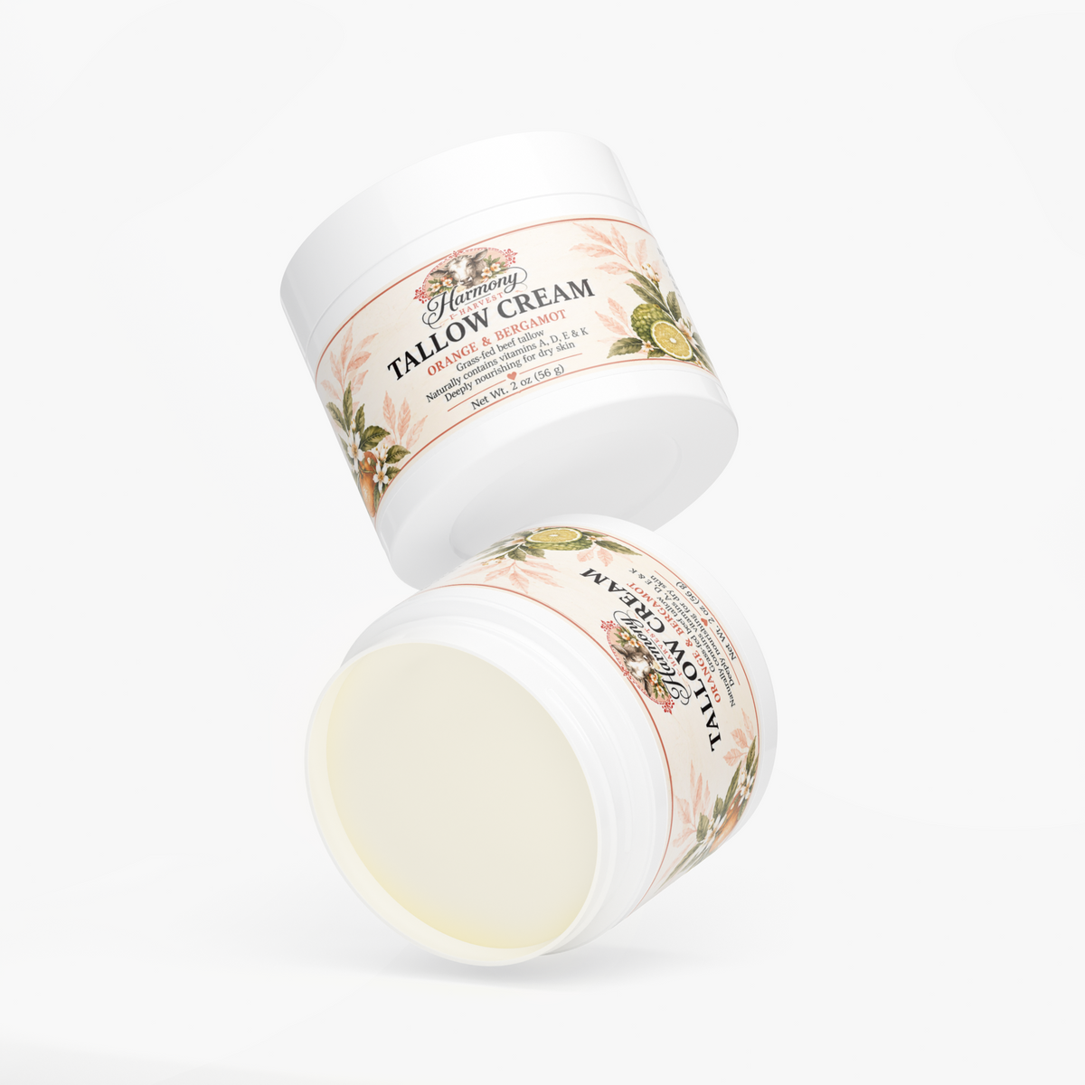 Whipped Tallow Cream: Orange & Bergamot Organic Daily Face & Body Moisturizer