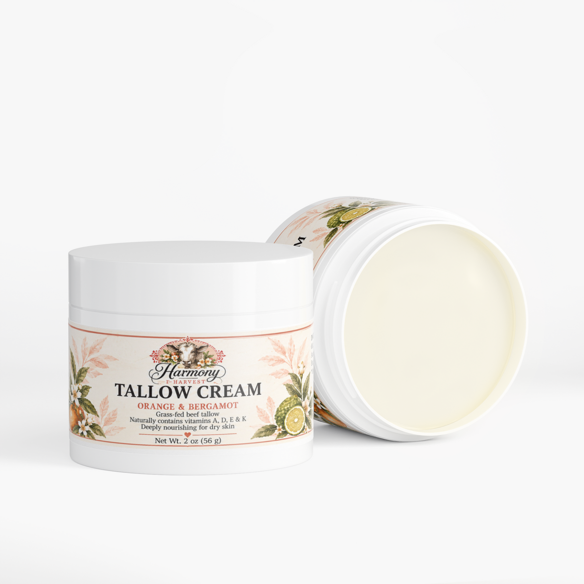 Whipped Tallow Cream: Orange & Bergamot Organic Daily Face & Body Moisturizer
