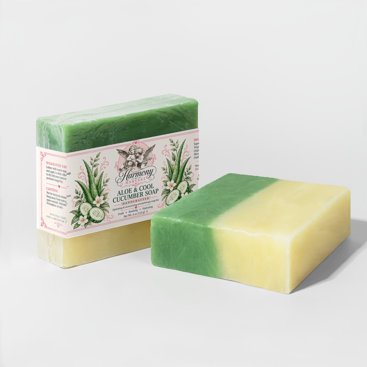Sunrise Rinse: Aloe Vera & Cucumber Natural Soap Bar for Sensitive Skin (4 oz)