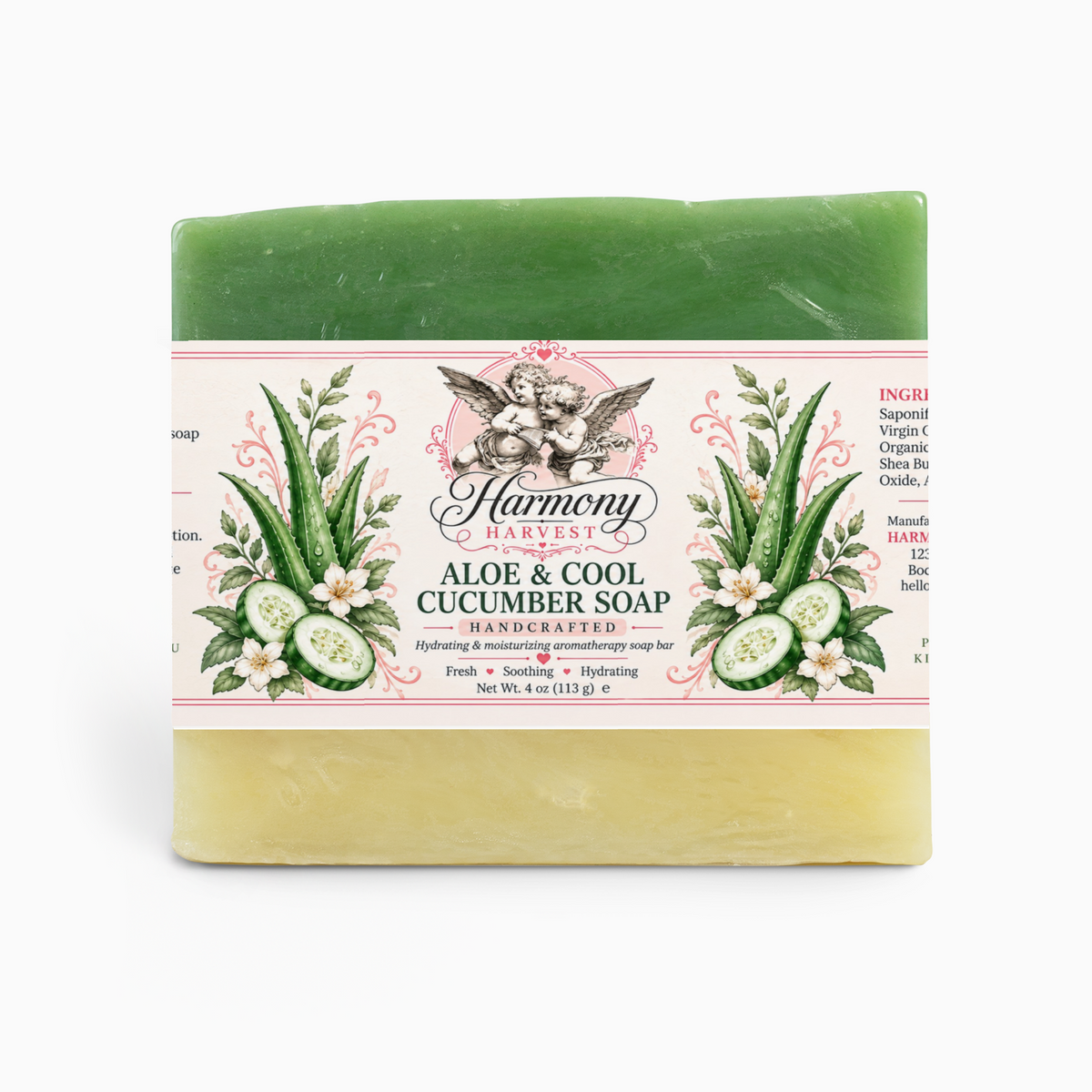 Sunrise Rinse: Aloe Vera & Cucumber Natural Soap Bar for Sensitive Skin (4 oz)