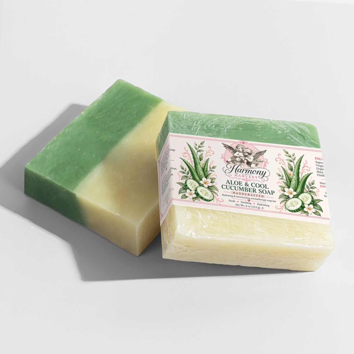 Sunrise Rinse: Aloe Vera & Cucumber Natural Soap Bar for Sensitive Skin (4 oz)