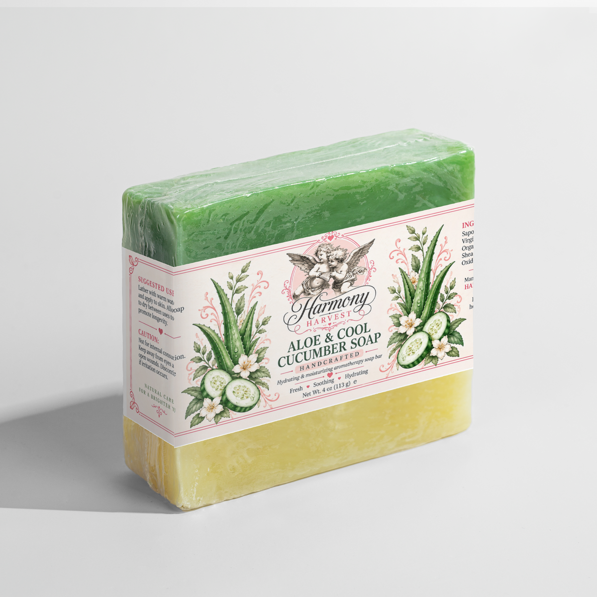 Sunrise Rinse: Aloe Vera & Cucumber Natural Soap Bar for Sensitive Skin (4 oz)